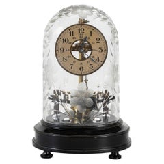 1930s Art Deco French Bulle Electromagnetic Clock Swedish Cut Crystal Glass Dome