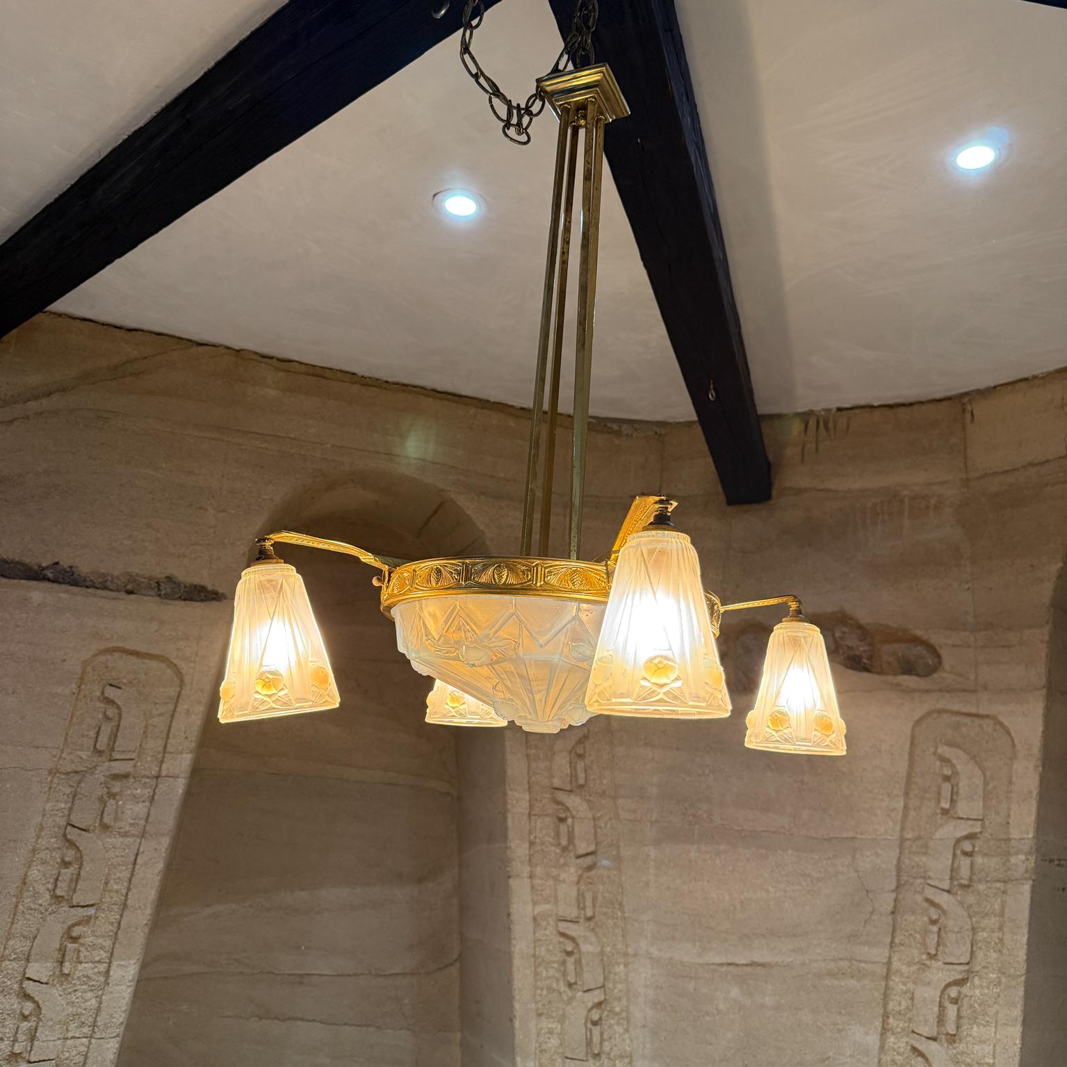 Art Déco Lampadario francese Art Deco anni '30 EJG Jean Gauthier Francia in vendita