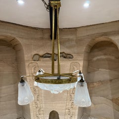 1930s Art Deco French Chandelier EJG Jean Gauthier France