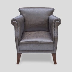 Fauteuil Art Deco des années 1930, Design/One en tapisserie gris satiné Wall Wood