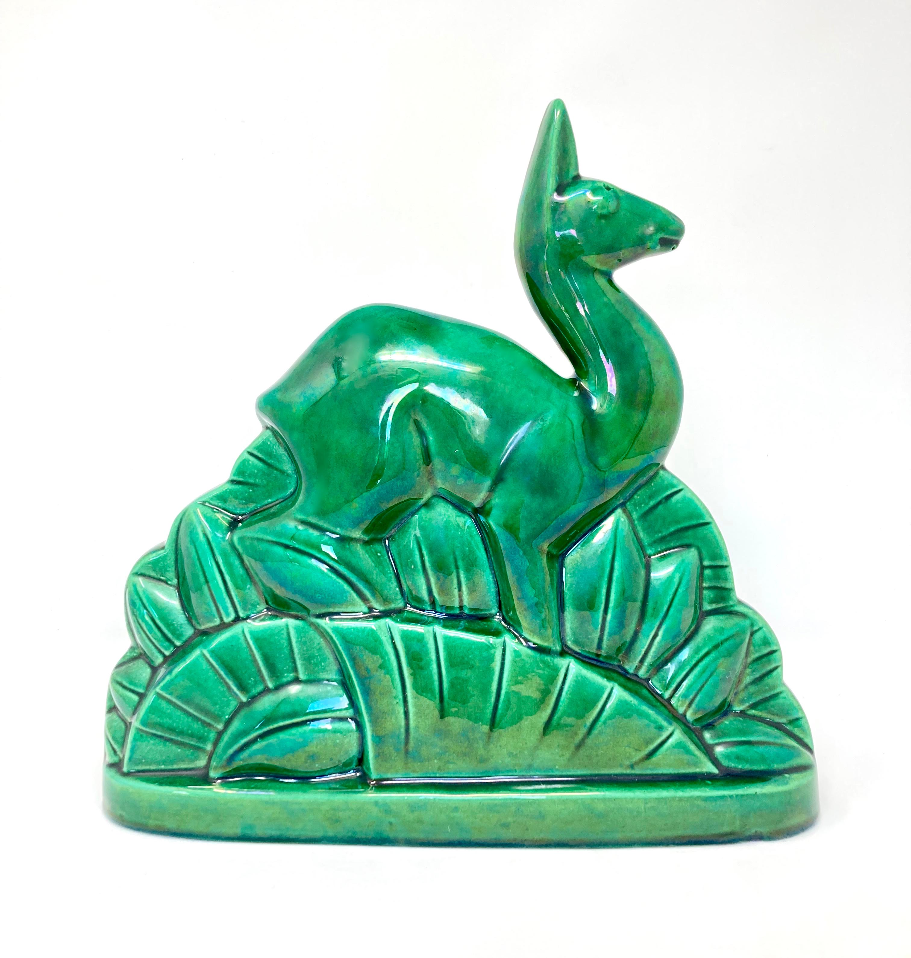 1930s Art Deco French Faience Centerpiece by Charles Lemanceau for Saint-Clément In Good Condition For Sale In COLMAR, FR