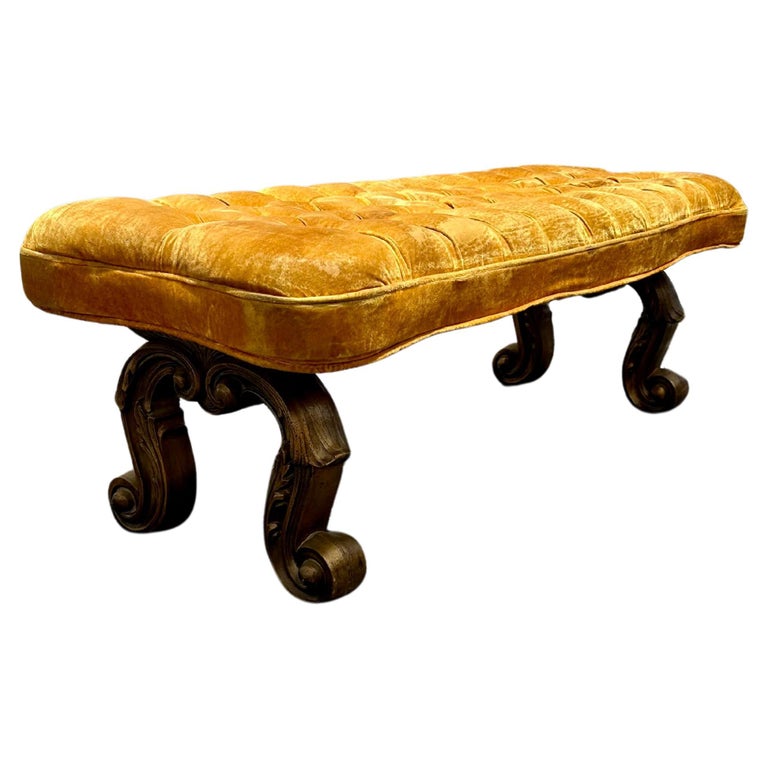 Yellow Velvet Bench For Sale on 1stDibs yellow upholstered