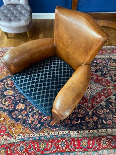 1930s Art Deco French Leather Club Chair, Christian Lacroix, France