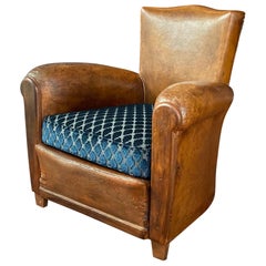 1930s Art Deco French Leather Club Chair, Christian Lacroix, France