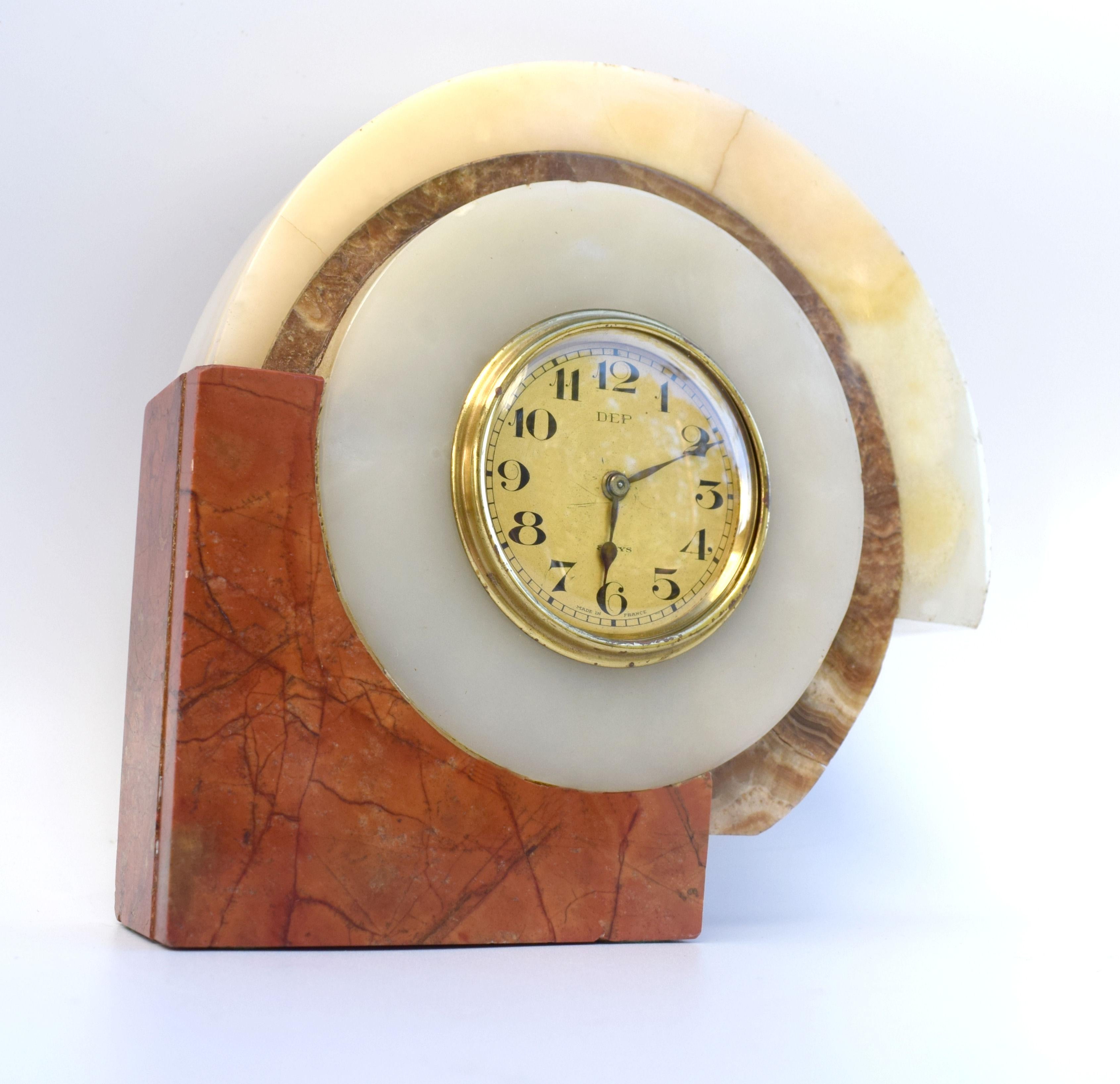 20th Century Art Deco French Marble Clock by Dep, c1930s 