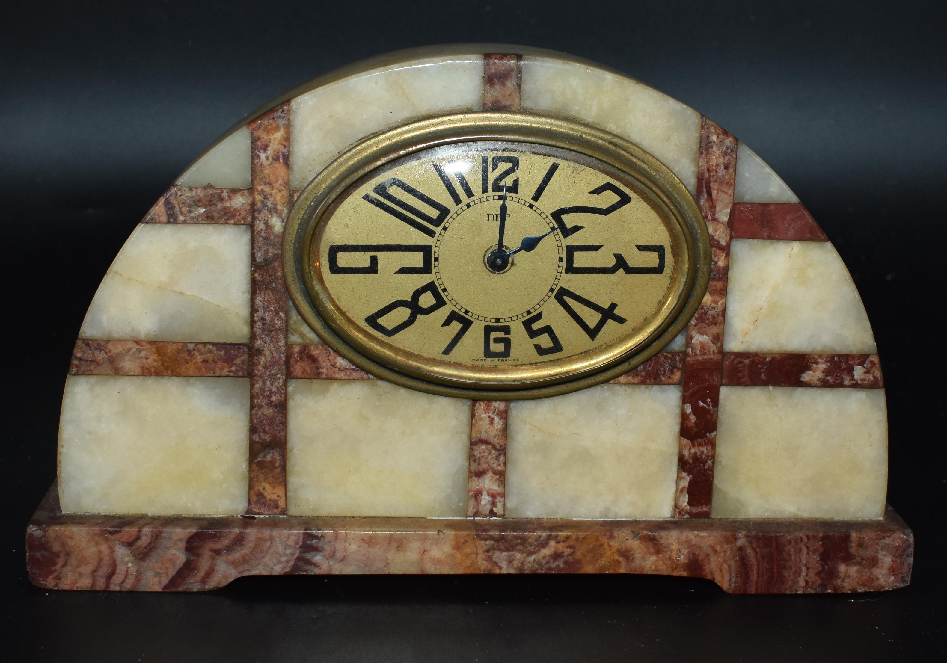 art deco marble clock