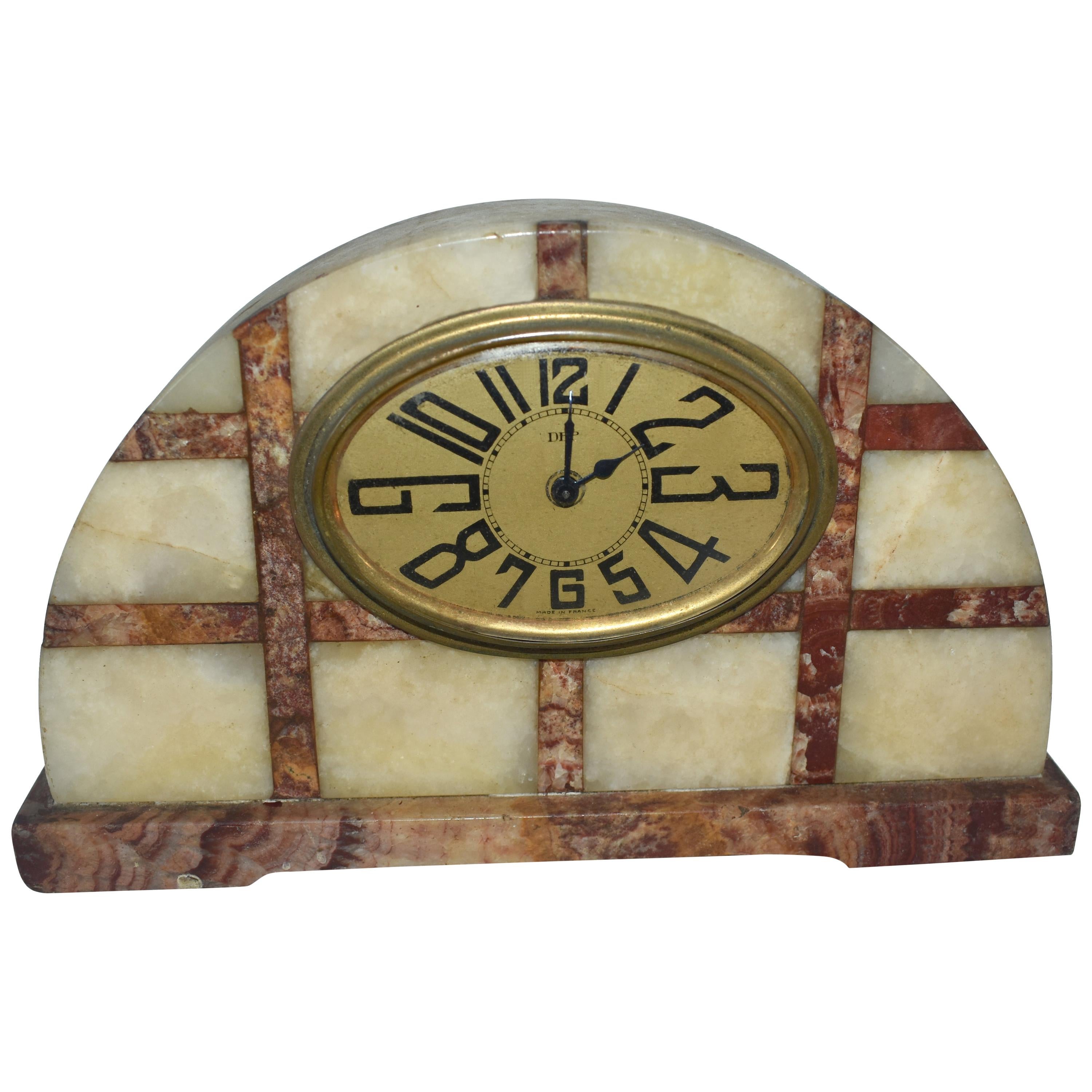1930s Art Deco French Marble Clock