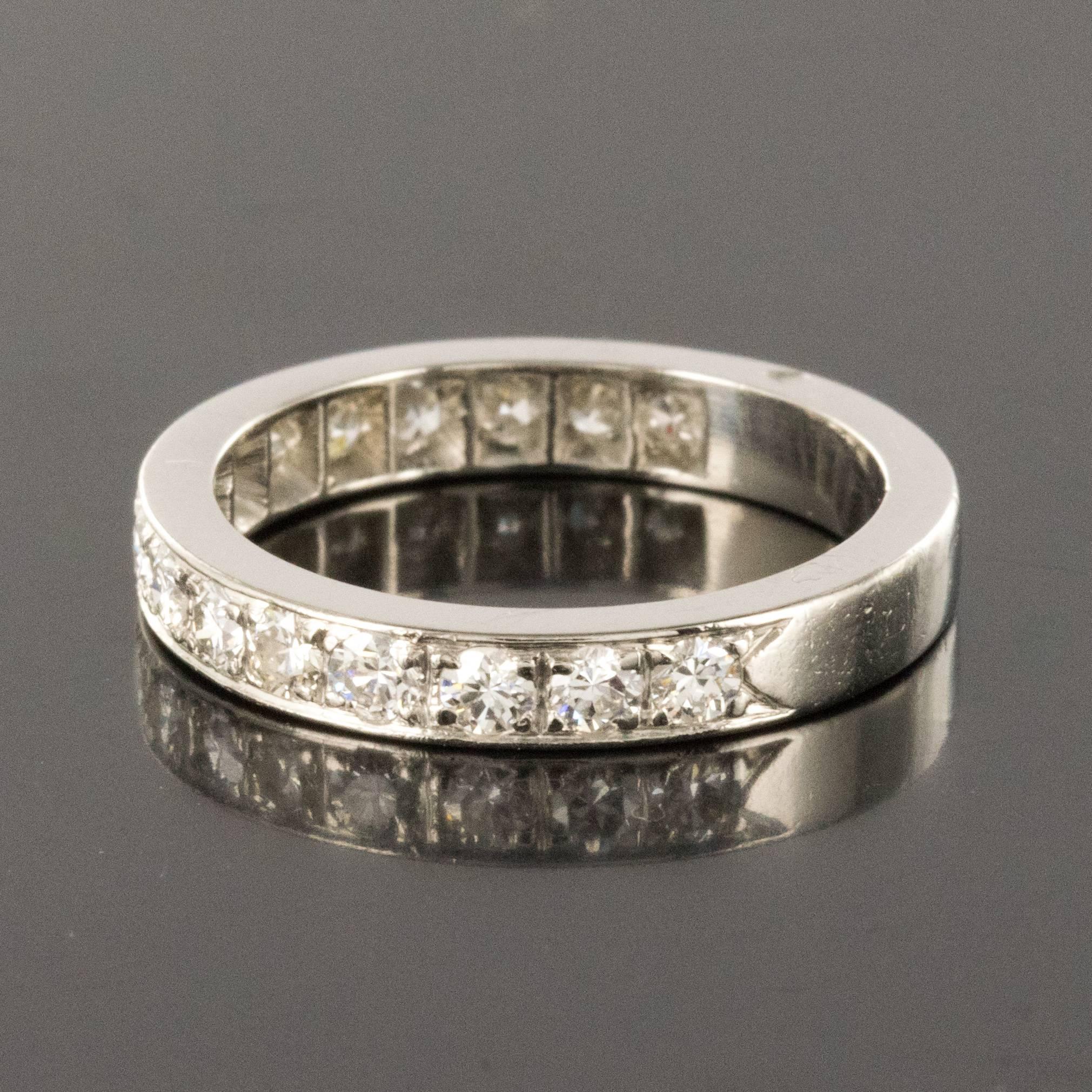 Radiant Cut 1930s Art Deco French Platinum Diamond Wedding Ring