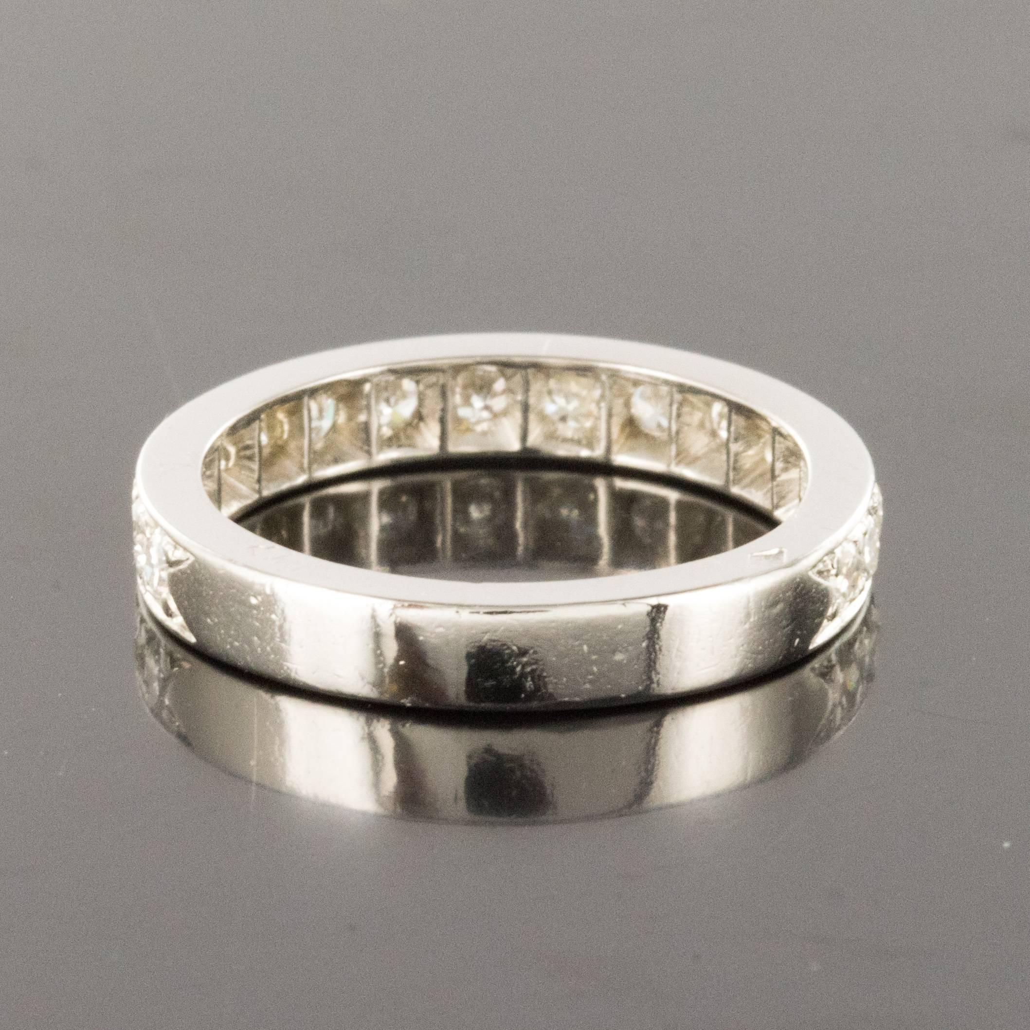 1930s Art Deco French Platinum Diamond Wedding Ring 1