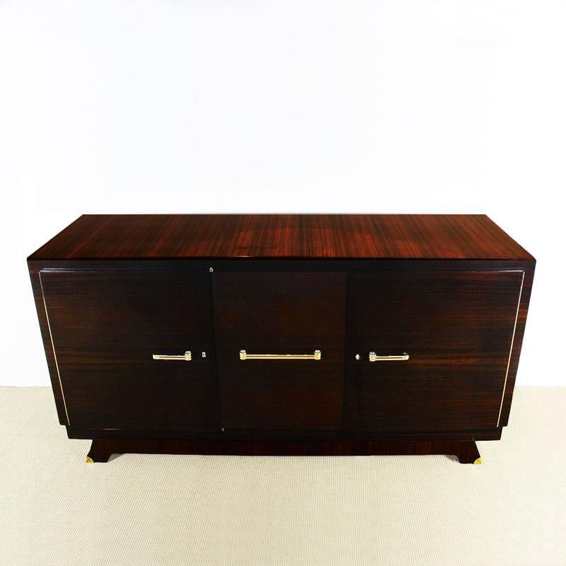 Veneer 1930´s Art Deco French Sideboard, mahogany, bronze - France