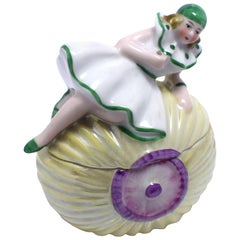 1930s Art Deco French Souvenir Porcelain Trinket Box
