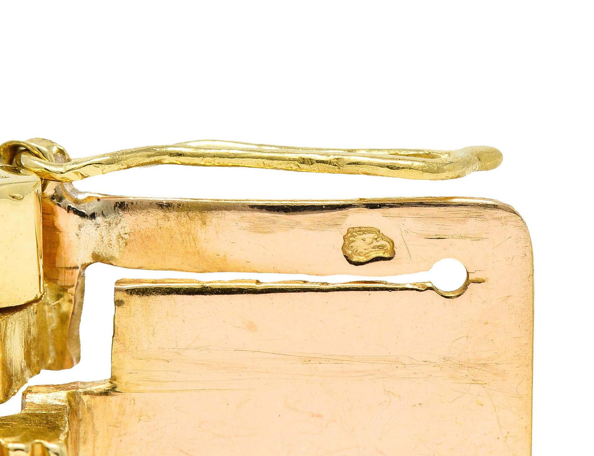 1930's Art Deco French Sugarloaf Chrysoprase 18 Karat Gold Link Bracelet 2