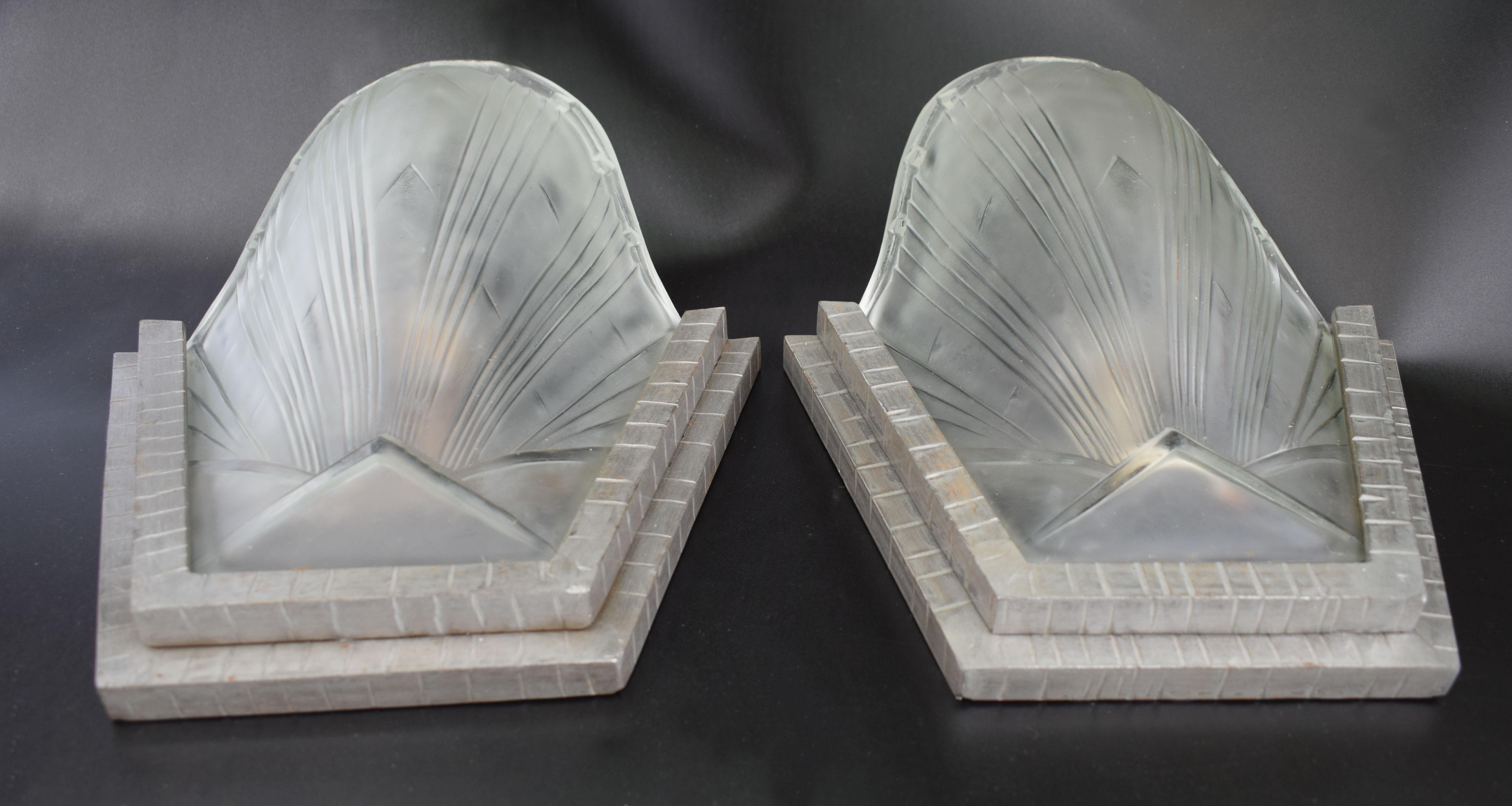 1930s Art Deco French Wall Light Sconces, Set of Four For Sale 1