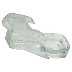 1930's Art Deco Frosted and Clear Glass Polar Bear Ashtray