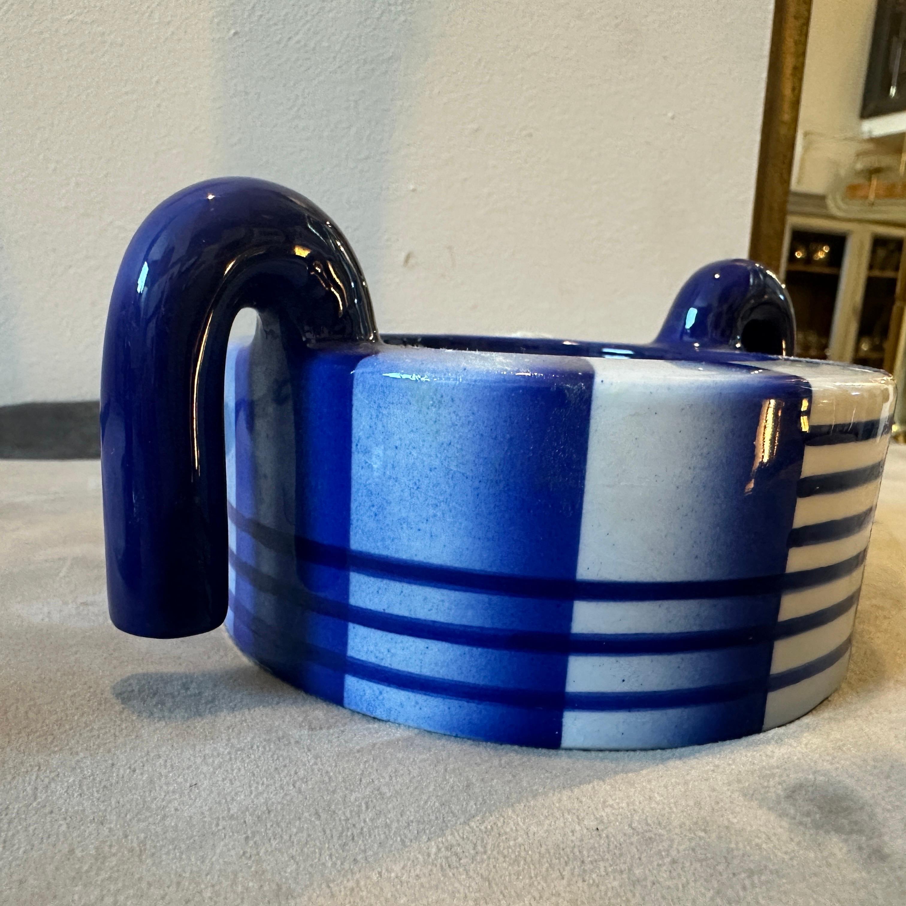 1930s Art Deco Futurist Blue, Black and White Italian Sugar Bowl By Rometti 2