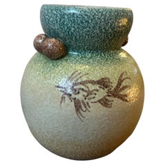 1930s Art Deco Futurist Hand-Painted Ceramic Vase by Iama Albisola