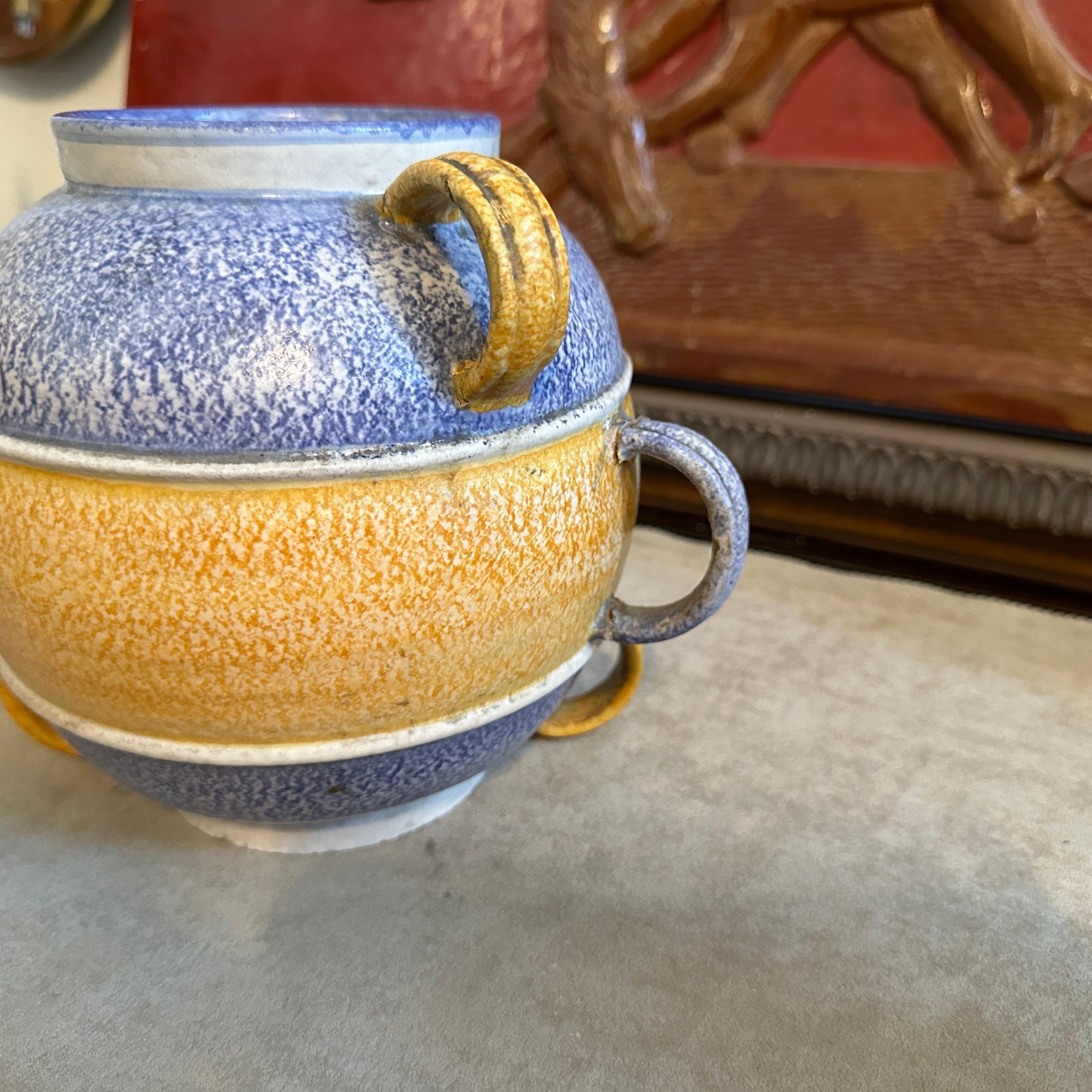 Fait main Vase italien en céramique polychrome Art Déco futuriste des années 1930 fabriqué à Albisola en vente