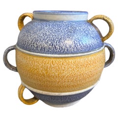 1930s Art Deco Futurist Polychrome Ceramic Italian Vase manufactured in Albisola