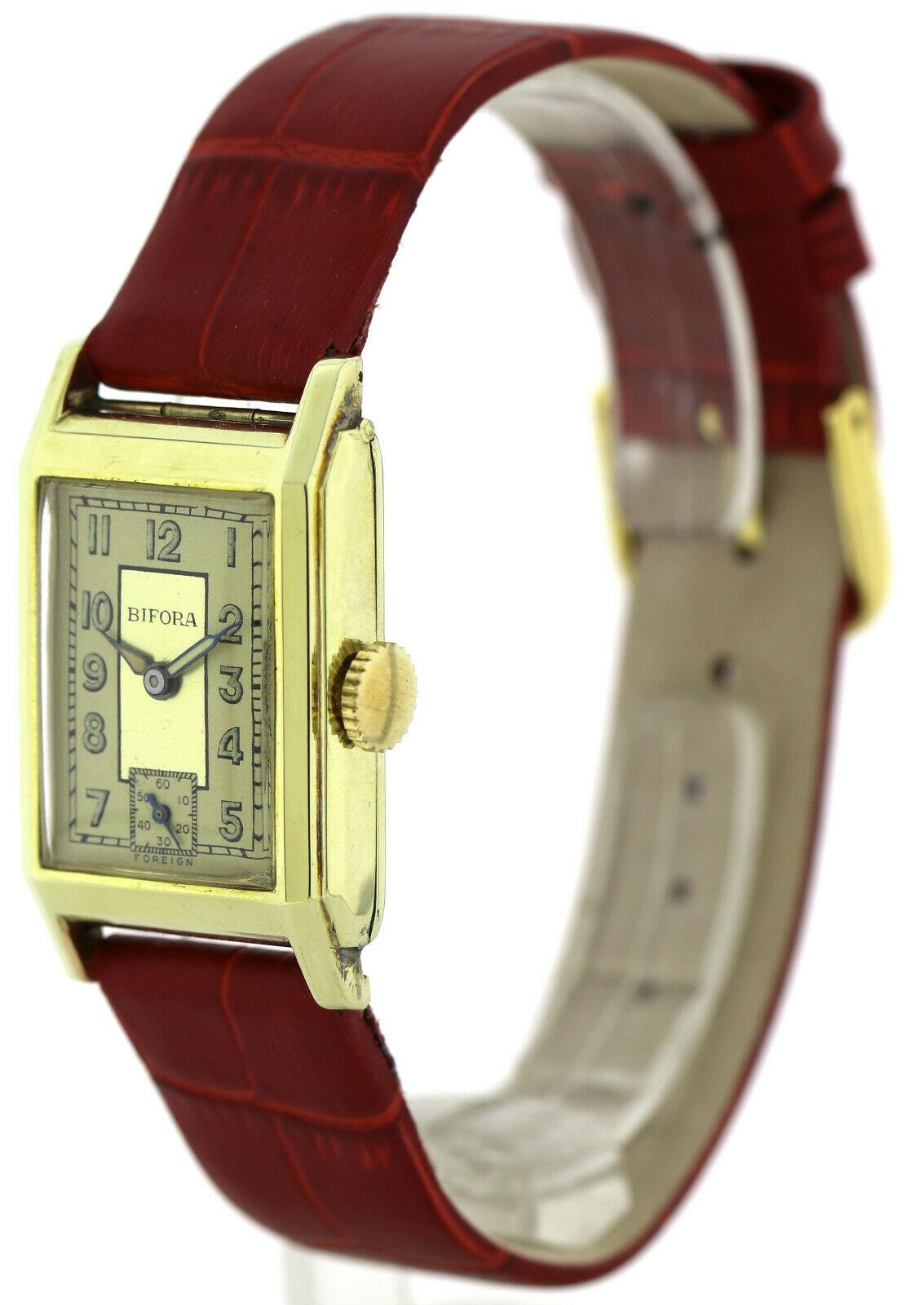 Men's 1930s Art Deco Gents Wristwatch Old Stock, Never Worn by Bifora
