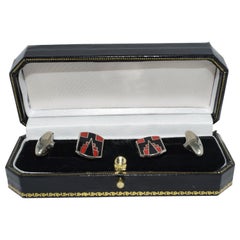 1930s Art Deco Gents's Skyscraper Enamel Cufflinks