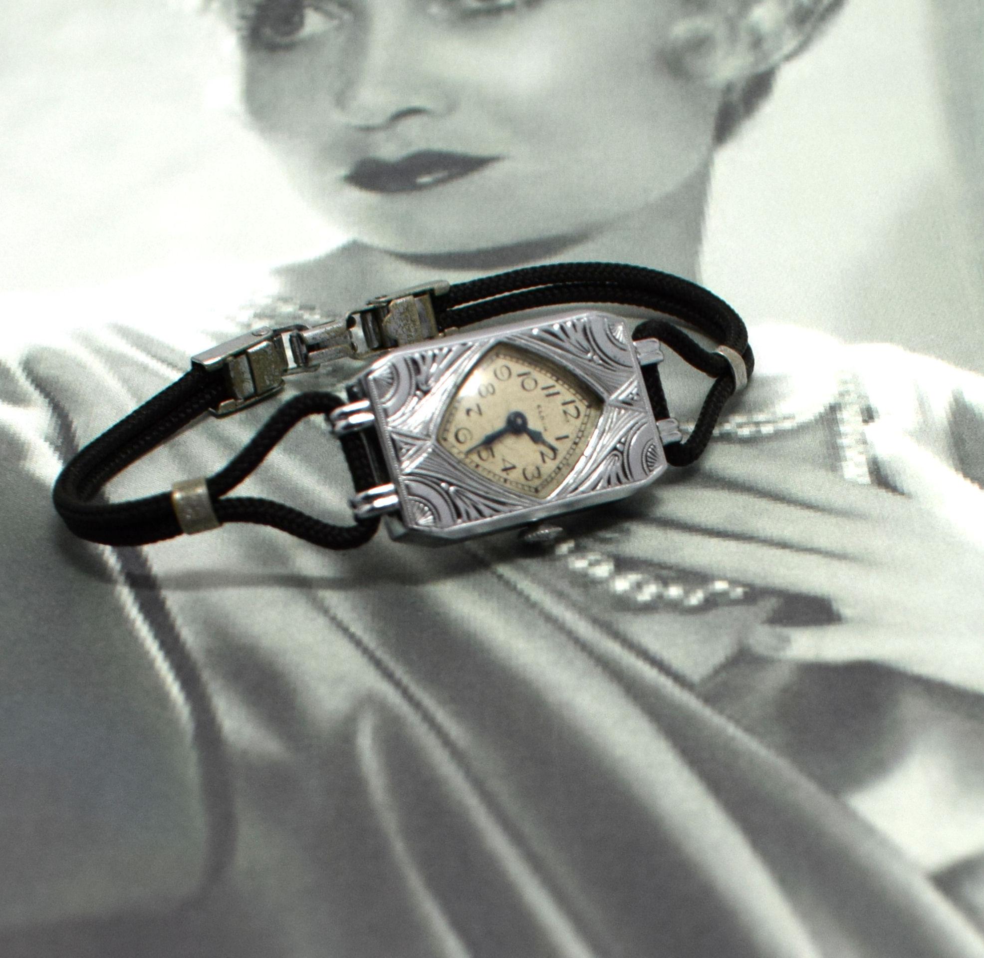 1930s Art Deco Geometric Ladies Watch by Elgin 7