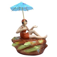 1930s, Art Deco German Bathing Belle Trinket Box