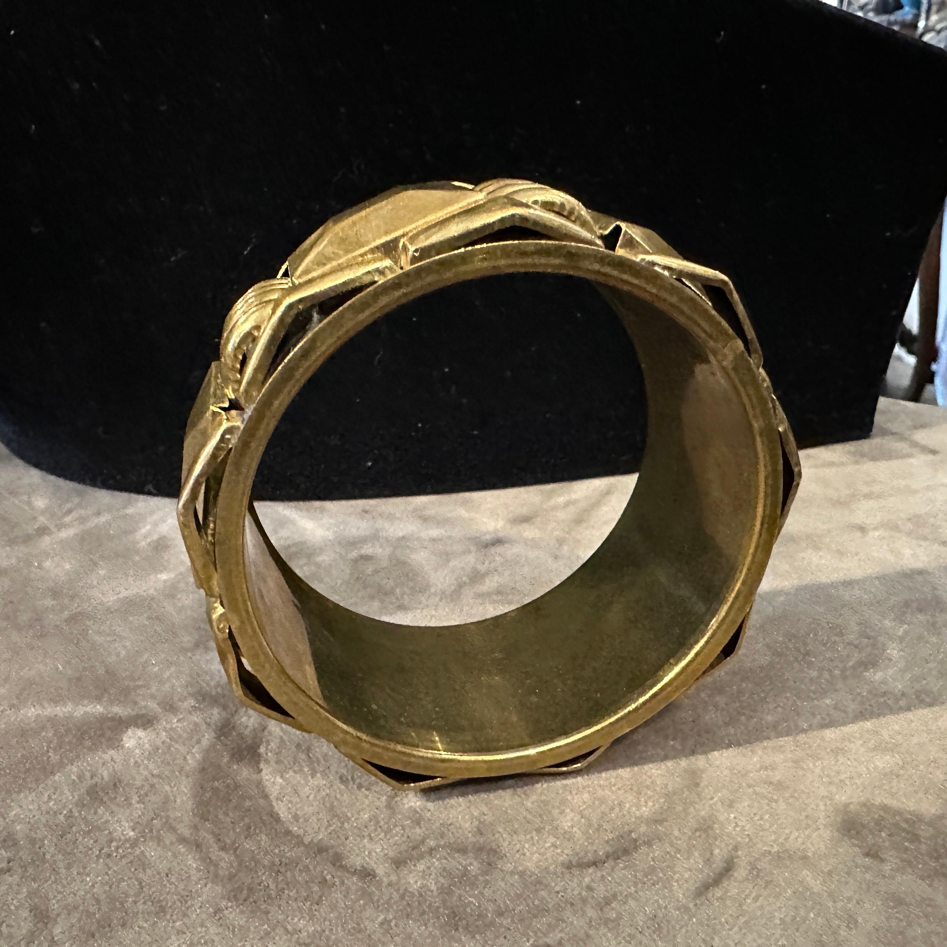 1930s Art Deco Gilded Metal Bangle Bracelet For Sale 4