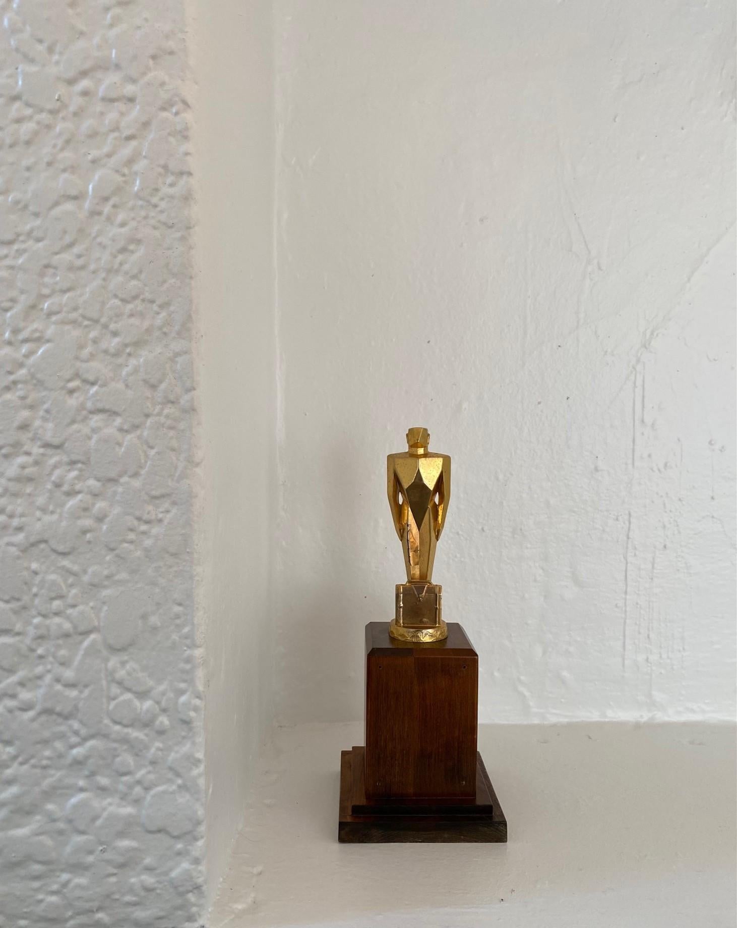 1930s Art Deco Gilded Trophy Sculpture  4