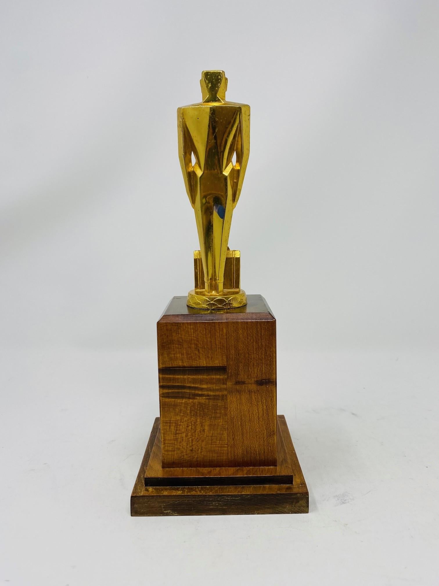 American 1930s Art Deco Gilded Trophy Sculpture 