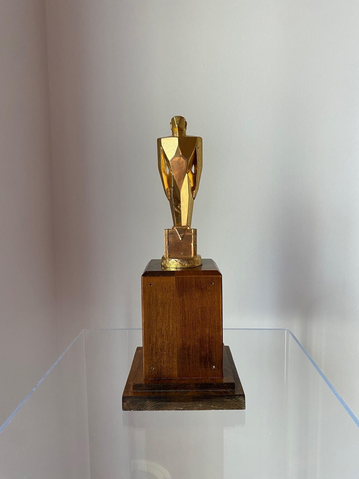 Cast 1930s Art Deco Gilded Trophy Sculpture 
