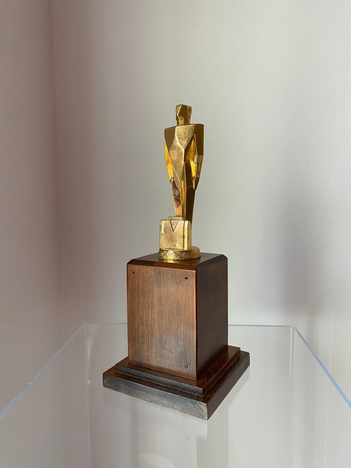 1930s Art Deco Gilded Trophy Sculpture  In Good Condition In San Diego, CA