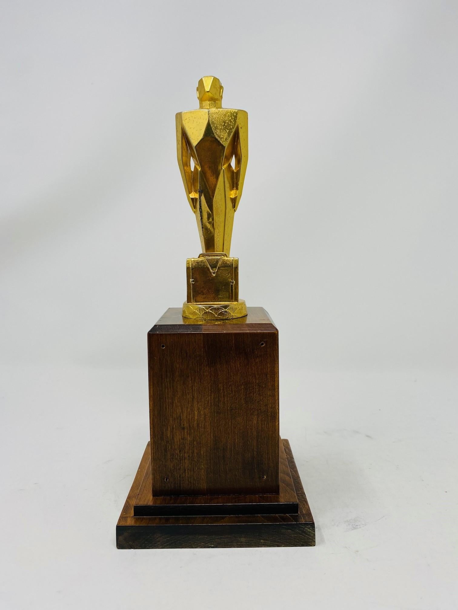 Mid-20th Century 1930s Art Deco Gilded Trophy Sculpture 