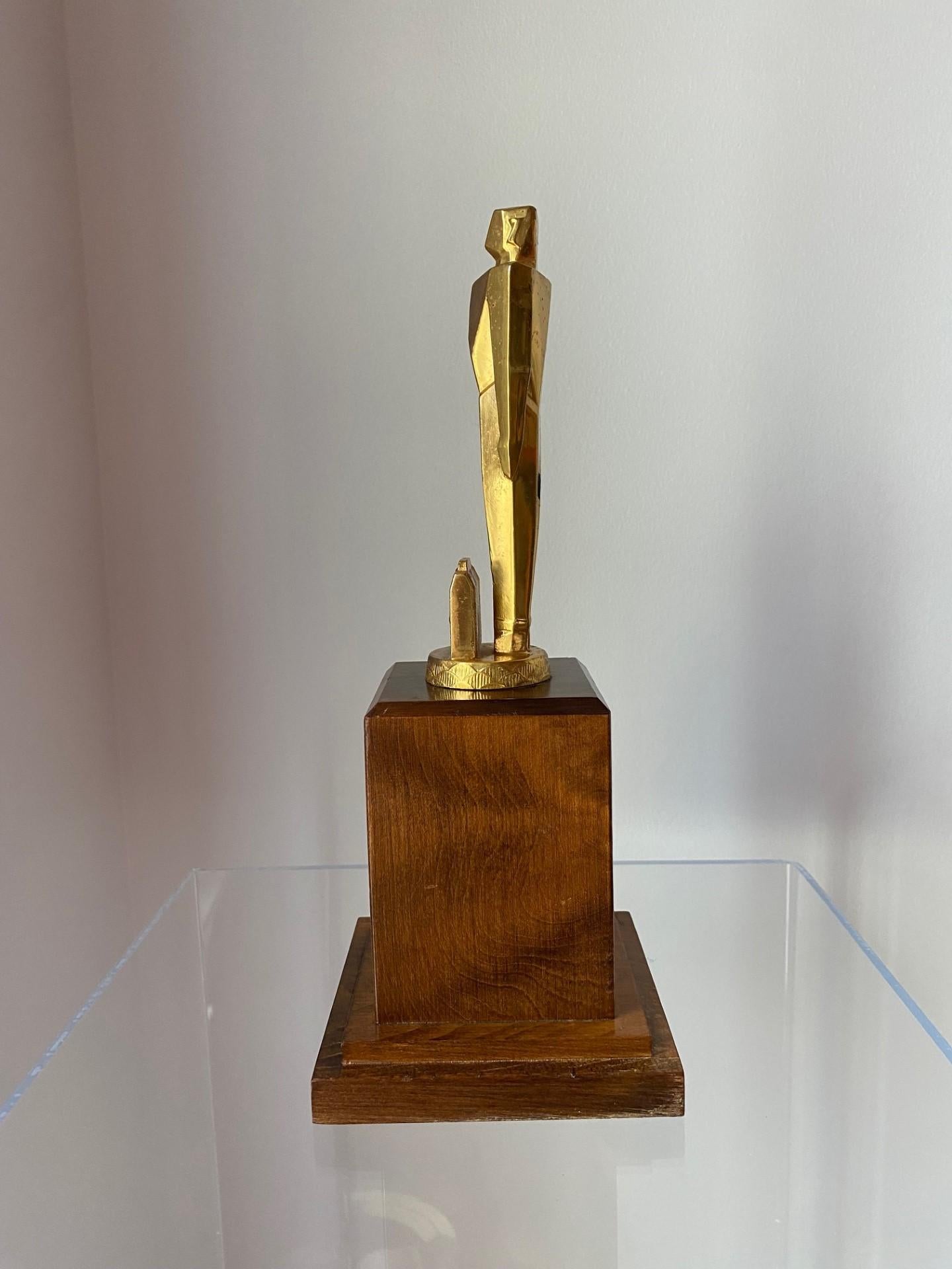 Metal 1930s Art Deco Gilded Trophy Sculpture 