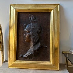 1930s Art Deco Gilded Wood Framed Italian Plaster Bas-Relief