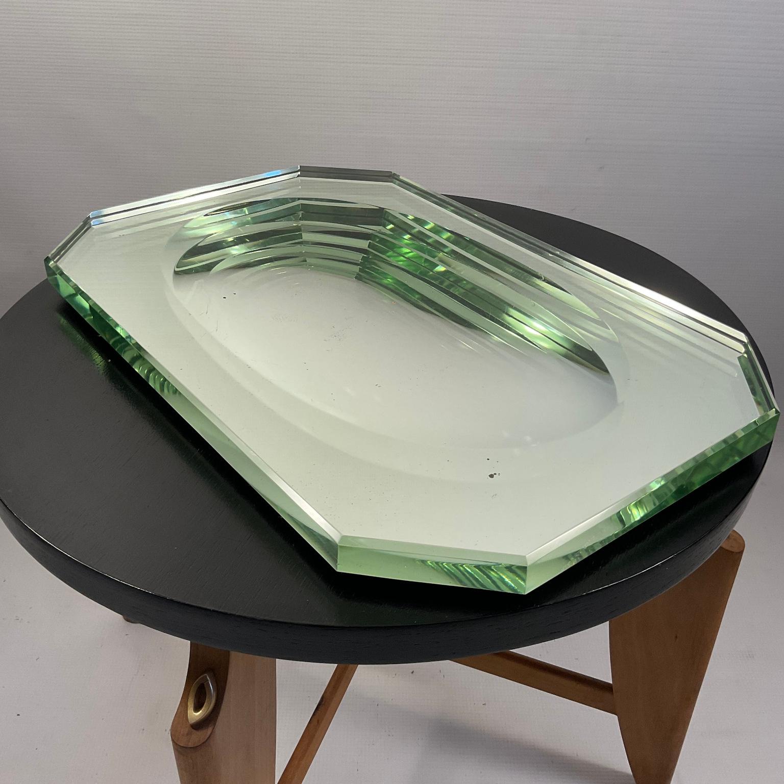 Molded 1930s Art Deco Glass Centerpiece Attributed to Jean Luce For Sale