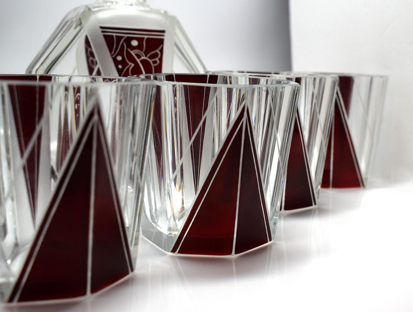 20th Century 1930s Art Deco Glass Decanter Set
