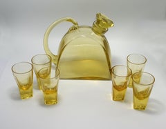 1930s Art Deco Glass Decanter Set with Matching Tray