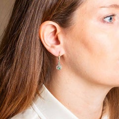 1930s Art Deco Gold and Platinum Earrings with Diamonds and Natural Emeralds