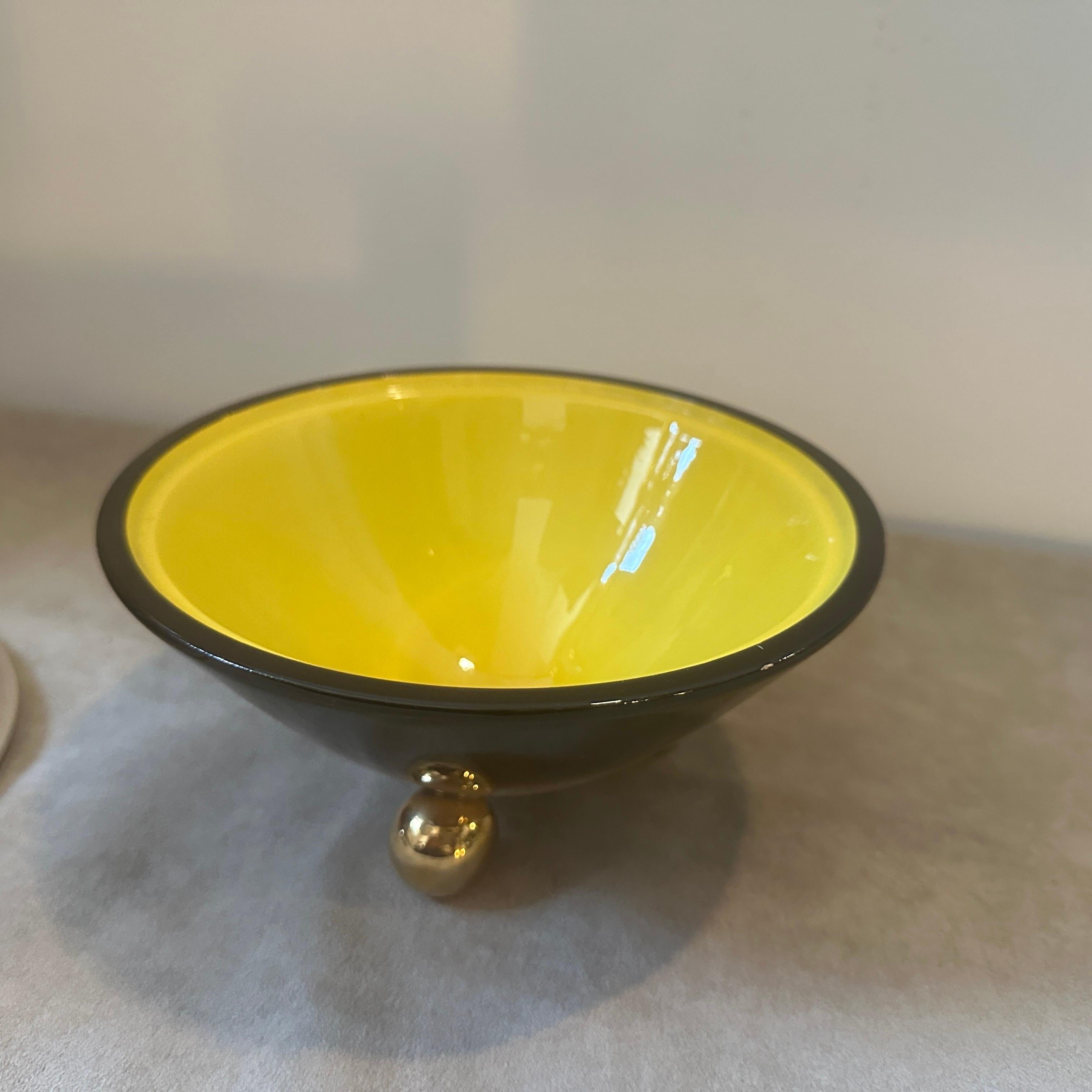 Caja de lujo de cerámica dorada, marrón y amarilla Art Déco de los años 30, de Galvani en Bueno estado para la venta en Aci Castello, IT