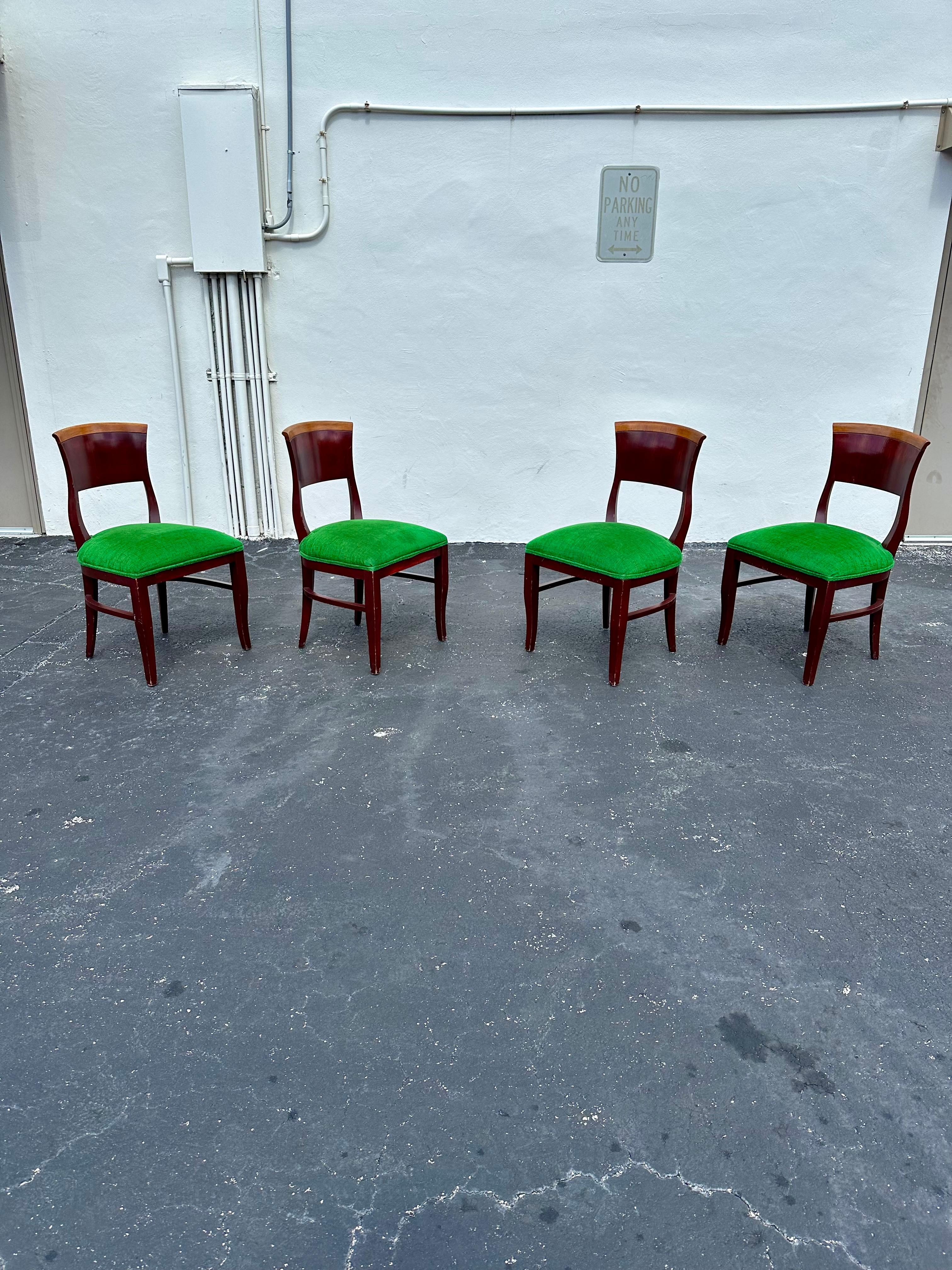 Art Déco Sedie da pranzo in legno bicolore verde Artful Green degli anni '30, set di 4 pezzi in vendita