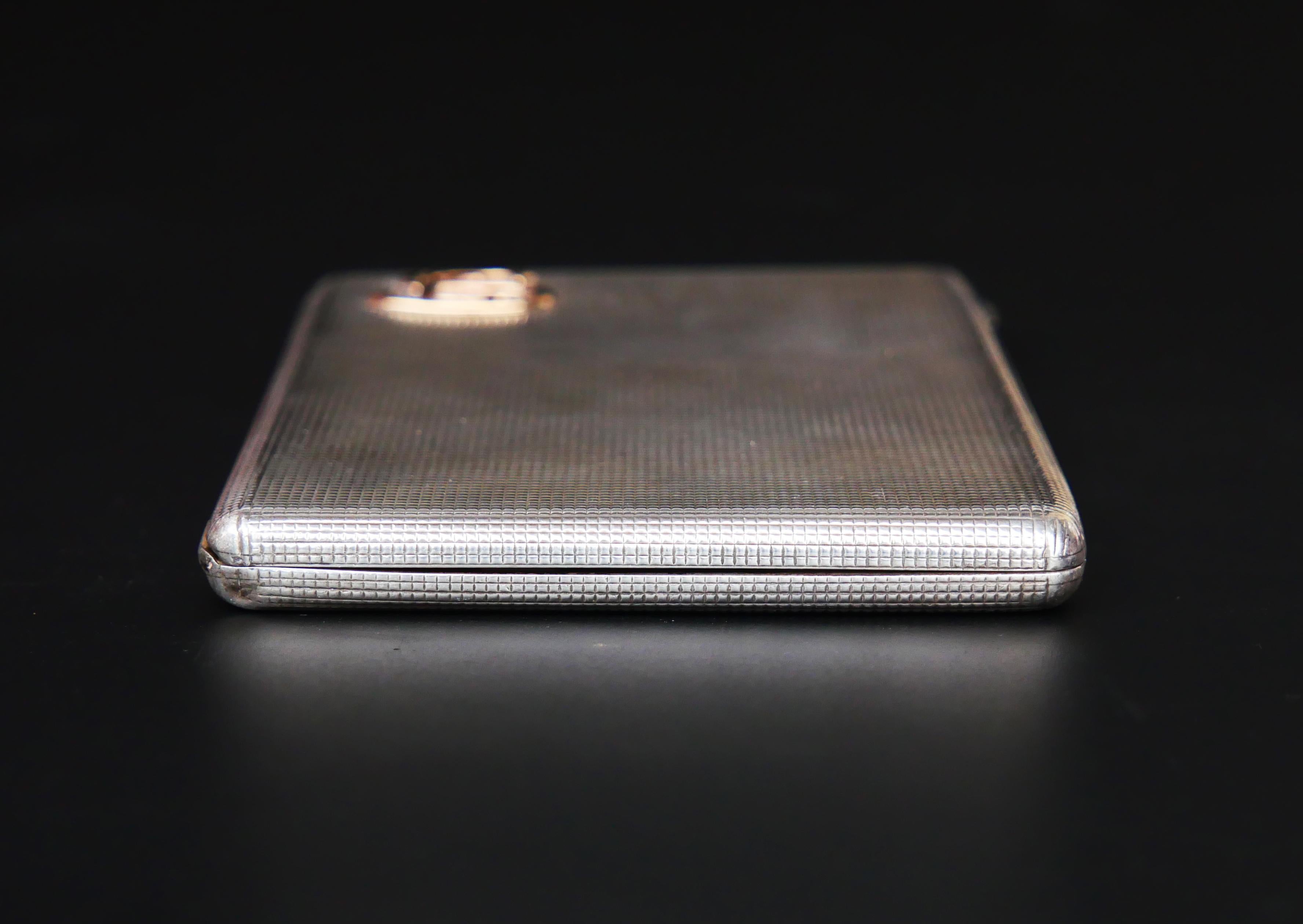 1930s  Art -Deco GS / SG Zigaretten- und Tabak-Gehäusekasten aus massivem 925 Silber 18K/151 gr 2