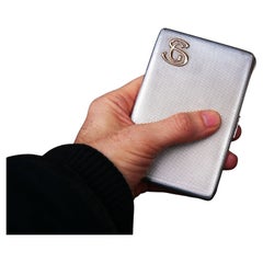 1930s  Art -Deco GS / SG Zigaretten- und Tabak-Gehäusekasten aus massivem 925 Silber 18K/151 gr