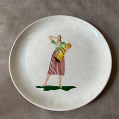 1930s Art Deco Guido Andlovitz for Laveno Round Ceramic Plate