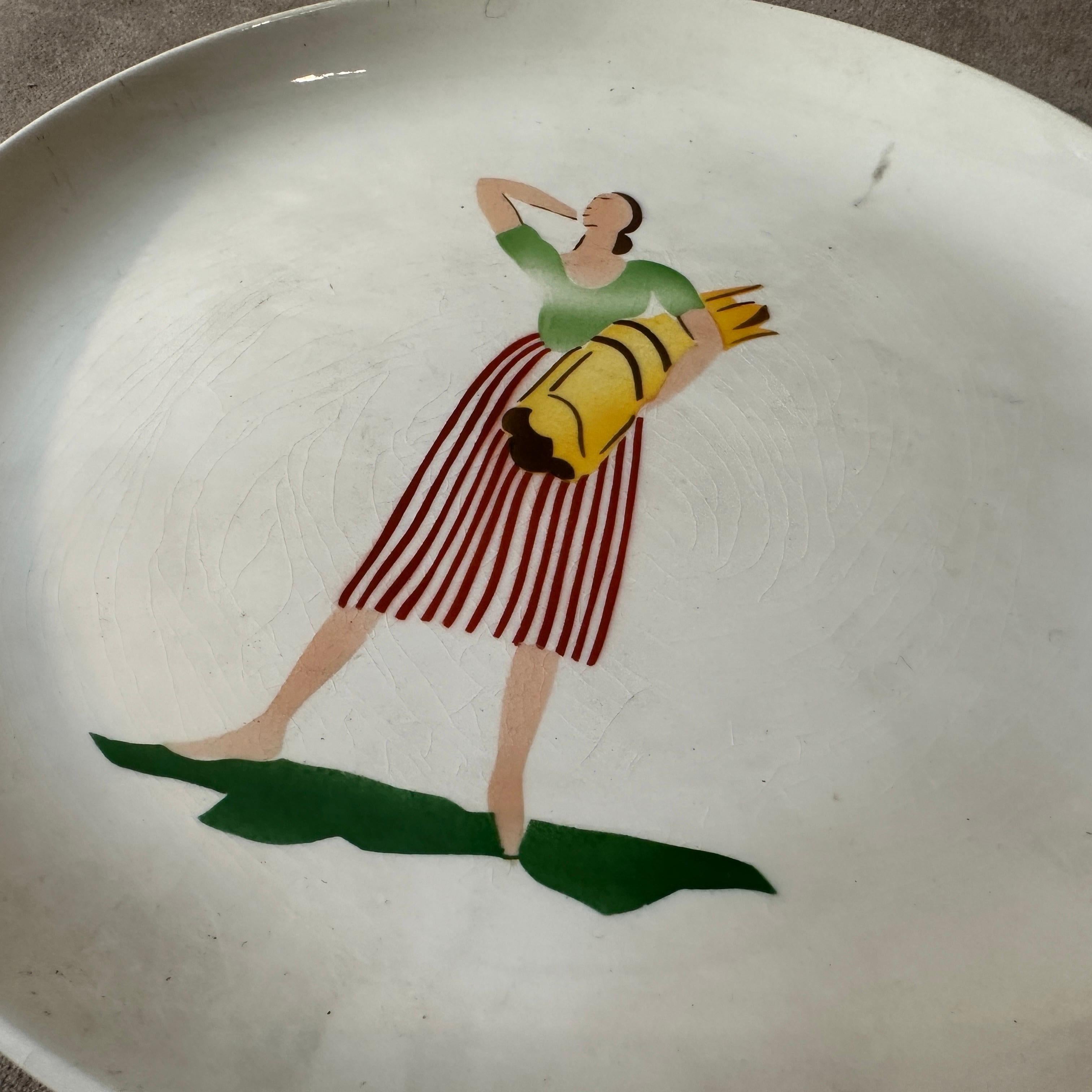 1930er Jahre Art Deco Guido Andlovitz für Laveno Runder Keramikteller (Art déco) im Angebot
