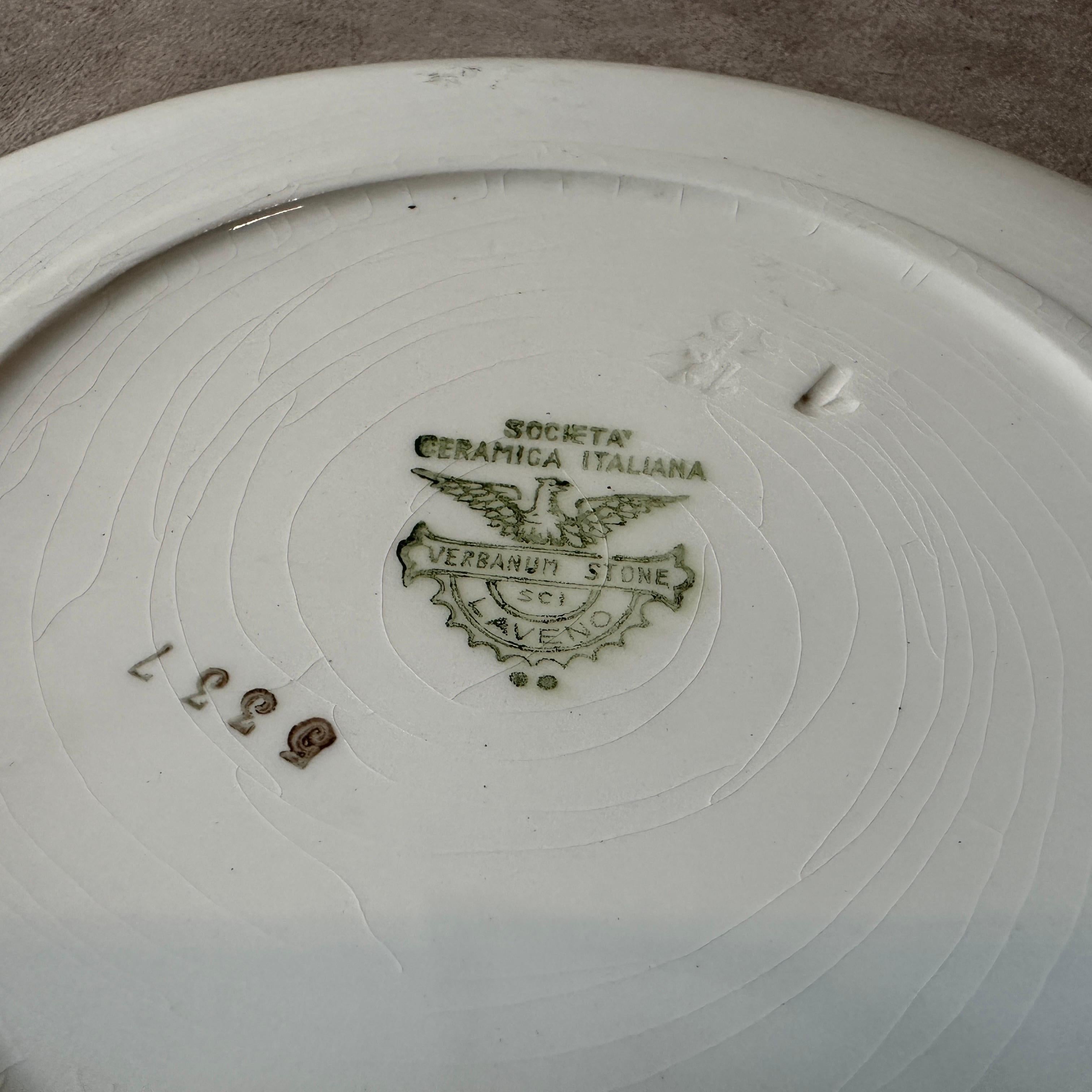 1930er Jahre Art Deco Guido Andlovitz für Laveno Runder Keramikteller im Zustand „Gut“ im Angebot in Aci Castello, IT
