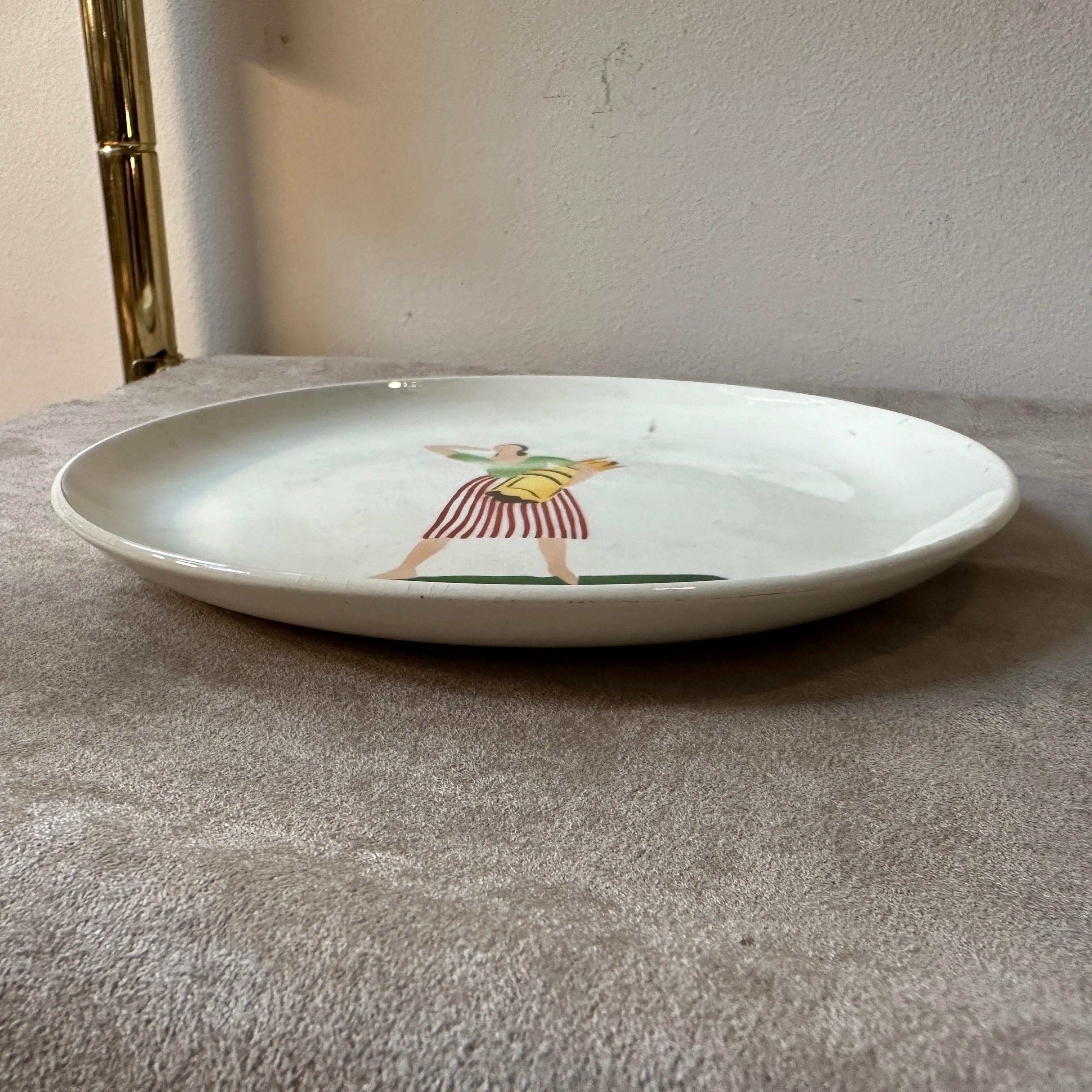 1930er Jahre Art Deco Guido Andlovitz für Laveno Runder Keramikteller im Angebot 1