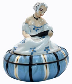 1930s Art Deco Half Doll Powder Bowl