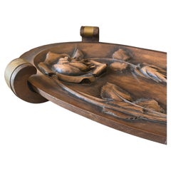 1930s Art Deco Hand-Carved wood and Brass French Centerpiece