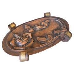 1930s Art Deco Hand-Carved wood and Brass French Centerpiece