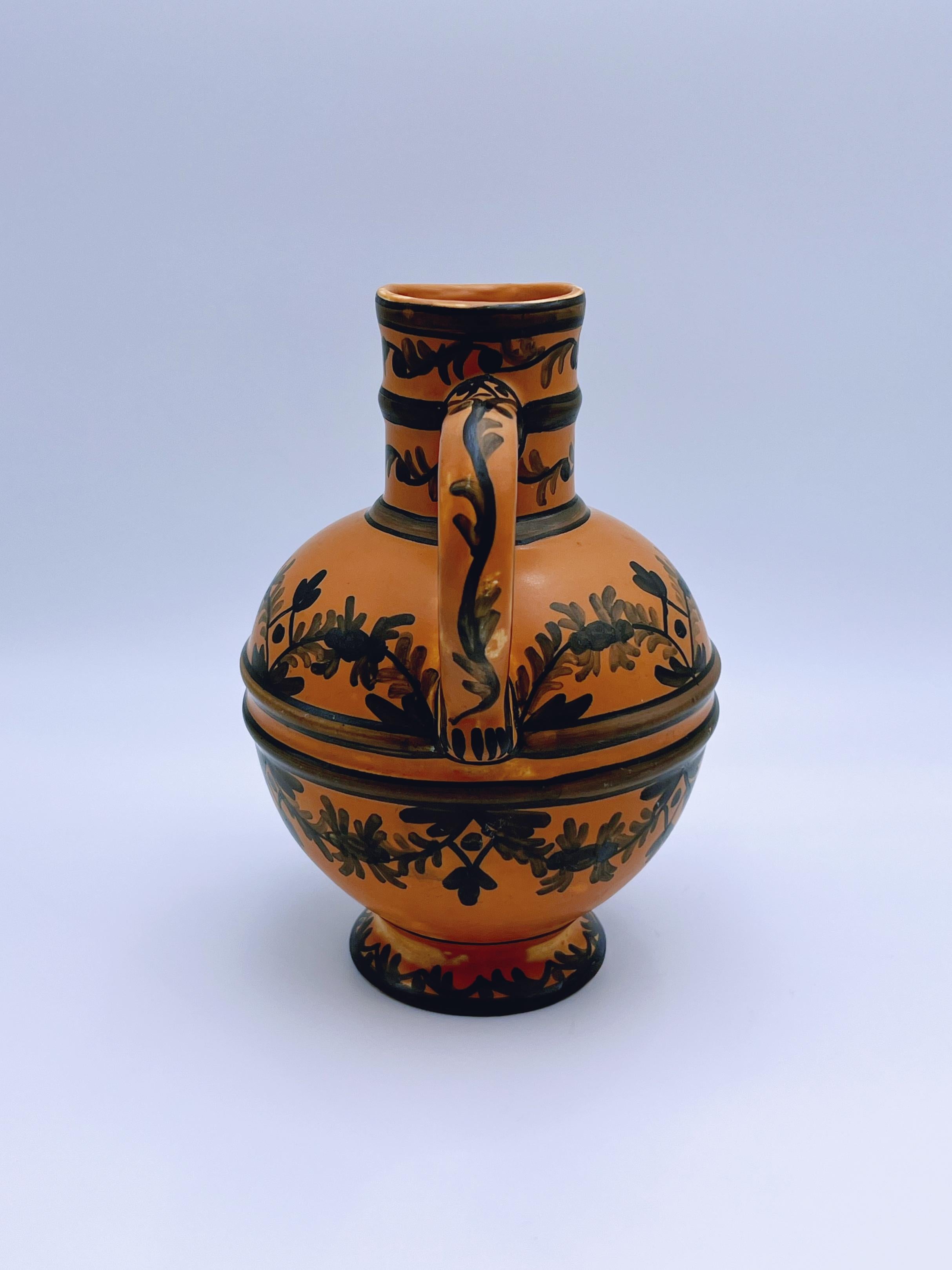 Vase pichet Art déco des années 1930 peint à la main par Egersund Faience, Norvège en vente 3